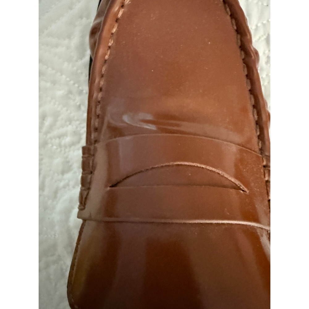 Loft Penny Loafers Womens 9.5 Cognac Brown Faux Leather Chunky Lug Sole Slip On - Picture 9 of 9